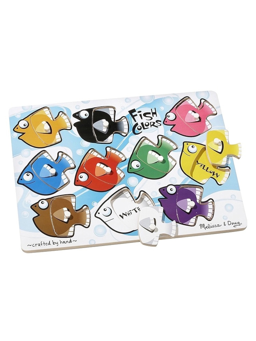 Melissa & Doug Fish Color Match 10 Piece Wooden Peg Puzzle